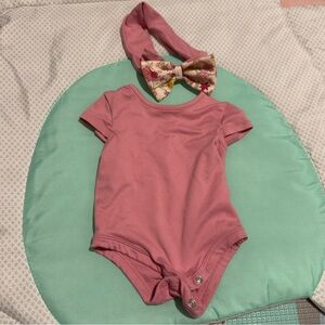 Madison Pink Baby Outfit with Floral Bow